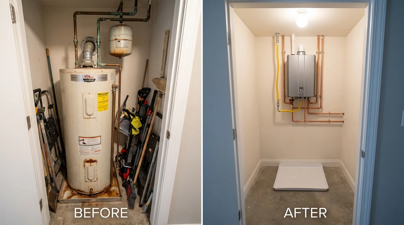 Tank water heater versus wall-mounted tankless unit comparison for Pierre Part, LA homeowners